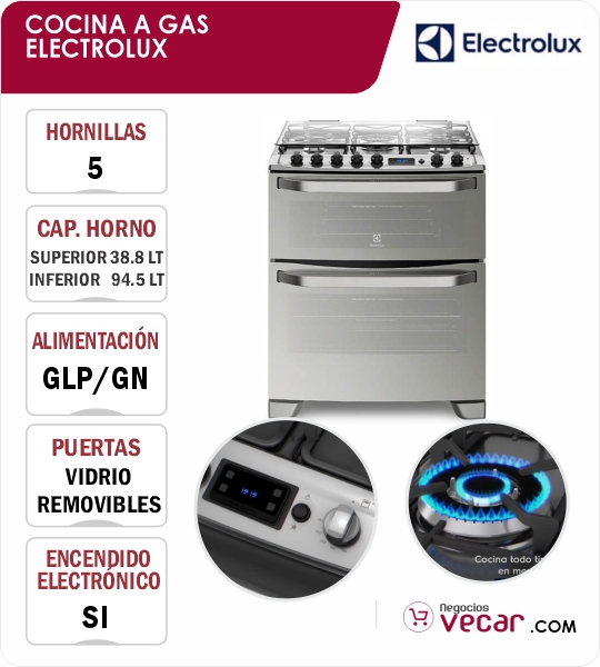 COCINA A GAS ELECTROLUX 5 QUEMADORES 76DXR