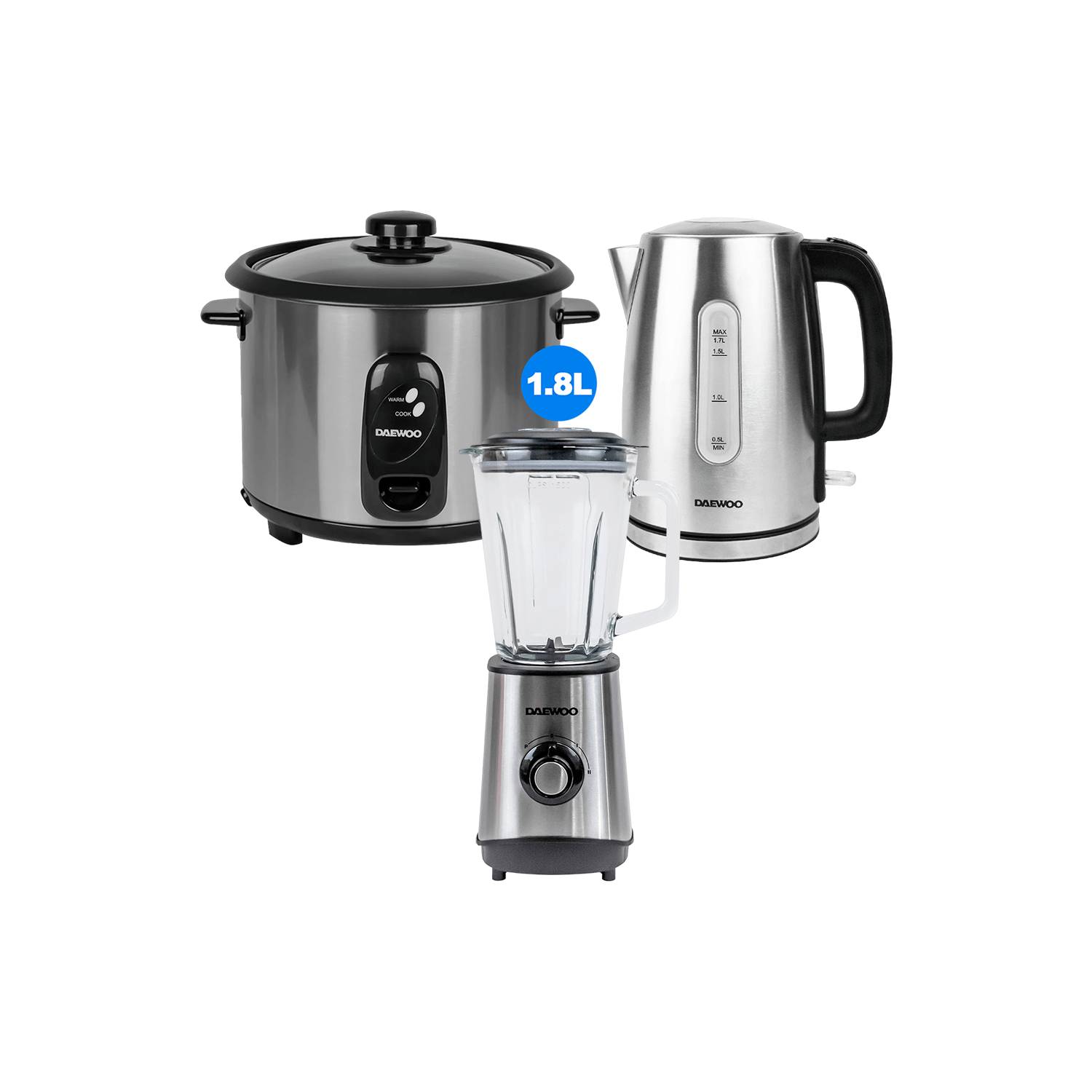 COMBO DAEWOO (OLLA ARROCERA 1.8L + HERVIDOR + LICUADORA)