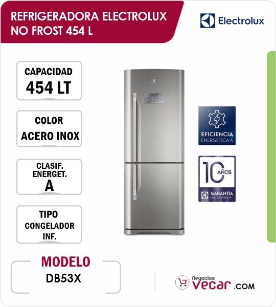 REFRIGERADORA ELECTROLUX NO FROST DB53X 454 L